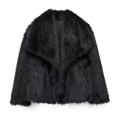 Elegant Fall Outfit Casual Faux Fur Outerwear Fashion In White Red Gray Black