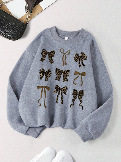 Street Style Sweatshirt Fall Outfit With Retro Leopard Print For Casual Looks