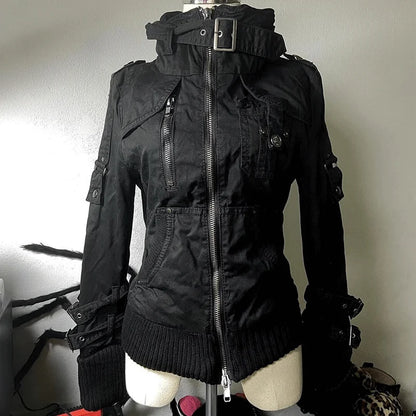 Y2K Winter Outfit Aesthetic Punk Zipper Jacket For Women