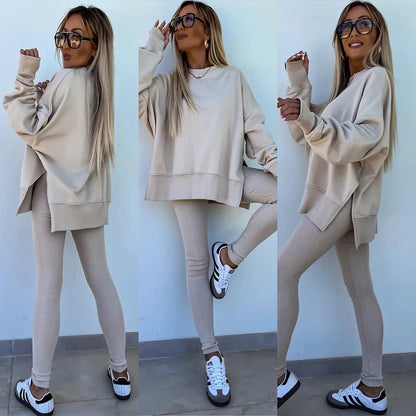 Fall Coord Set With Long Sleeve Hoodie For Yoga And Casual Outfits