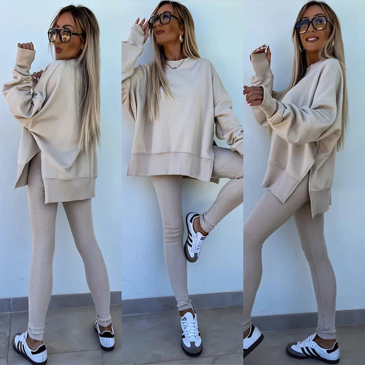 Fall Coord Set With Long Sleeve Hoodie For Yoga And Casual Outfits