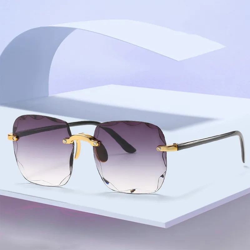 Elegant Rimless Gradient Sunglasses for Women UV400