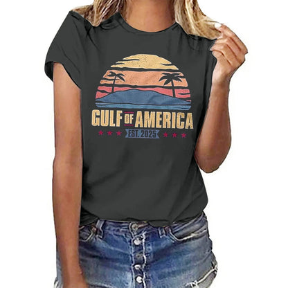 Women's Letter Print Gulf of America T Shirt