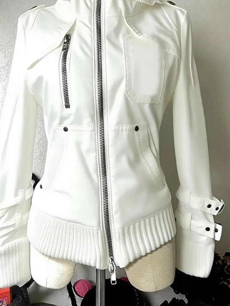 Y2K Winter Outfit Aesthetic Punk Zipper Jacket For Women