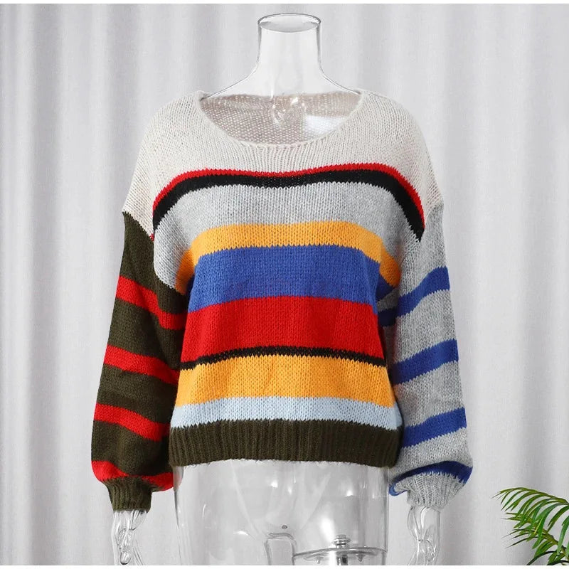 New Women's Fall Striped Sweater