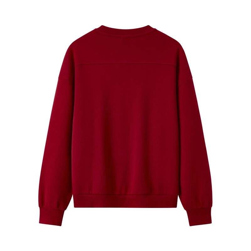 2025 Spring Embroidered Oversized Hoodie for Women Loose Fit Drop Shoulder Aesthetic Casual Pullover Sweatshirt Round Neck