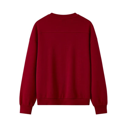 2025 Spring Embroidered Oversized Hoodie for Women Loose Fit Drop Shoulder Aesthetic Casual Pullover Sweatshirt Round Neck