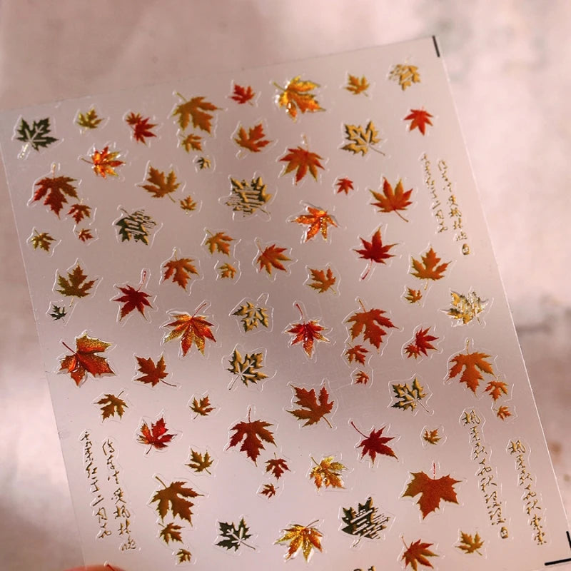 Fall Nails Design With Maple Leaf Decals Nail Art Ideas For Manicure