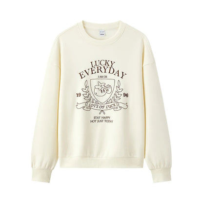 2025 Spring Embroidered Oversized Hoodie for Women Loose Fit Drop Shoulder Aesthetic Casual Pullover Sweatshirt Round Neck