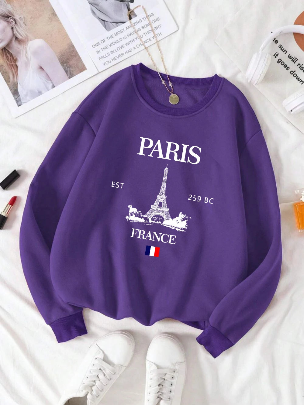 Fall Outfit Sweatshirt For Women With Paris Eiffel Tower Graphic Design