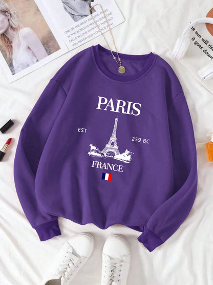 Fall Outfit Sweatshirt For Women With Paris Eiffel Tower Graphic Design