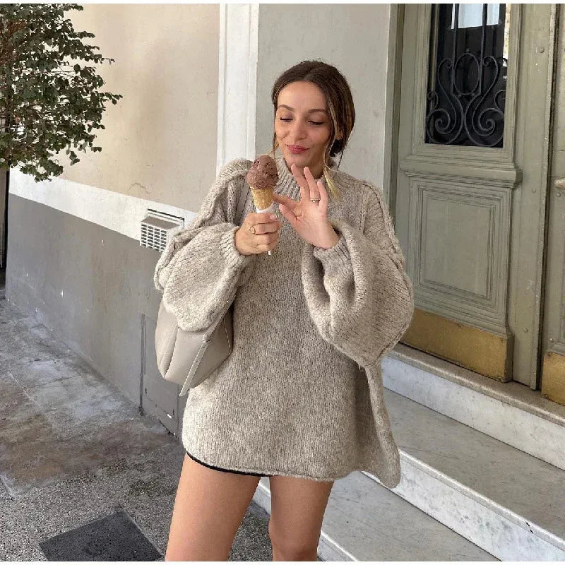 Quilted Elegance Turtleneck Sweater