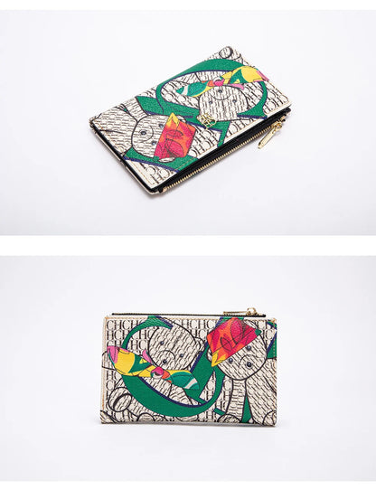 Retro Cartoon Print Long Wallet With Classic Style and Fashionably Simple Large Capacity Design