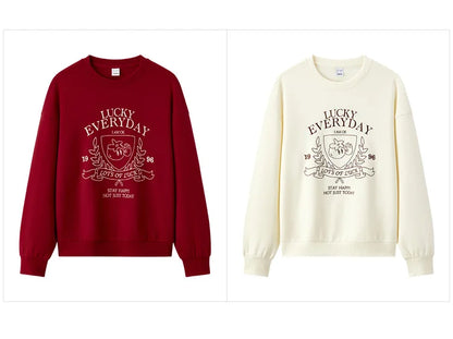 2025 Spring Embroidered Oversized Hoodie for Women Loose Fit Drop Shoulder Aesthetic Casual Pullover Sweatshirt Round Neck