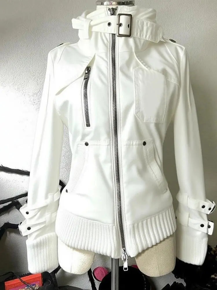 Y2K Winter Outfit Aesthetic Punk Zipper Jacket For Women