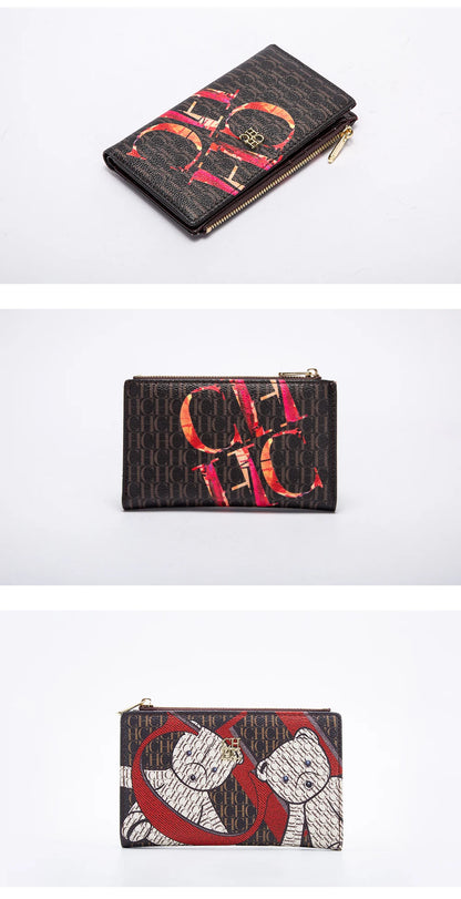 Retro Cartoon Print Long Wallet With Classic Style and Fashionably Simple Large Capacity Design