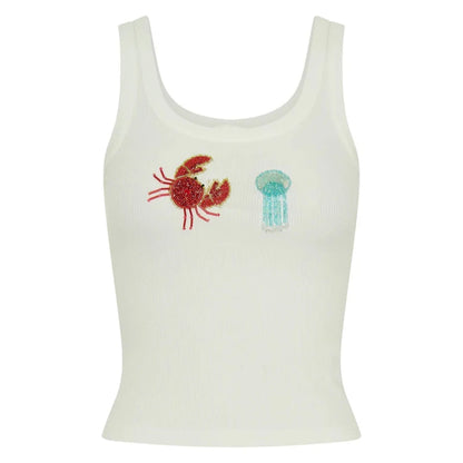 Shiny Sequin Summer Beach Set With Sexy Backless Vest and Mini Holiday Skirt Vibes