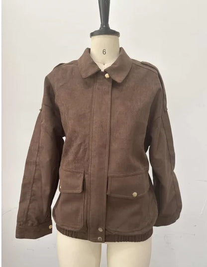 Fall Outfit Inspiration Green Short Jacket With Zipper And Lapel Style