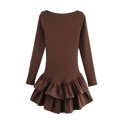 Mini Dress With Boat Neck And Elegant Fit For Spring Fashion Outfits