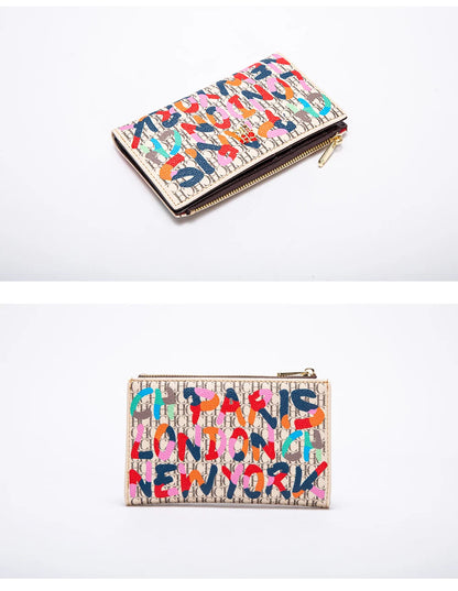 Retro Cartoon Print Long Wallet With Classic Style and Fashionably Simple Large Capacity Design