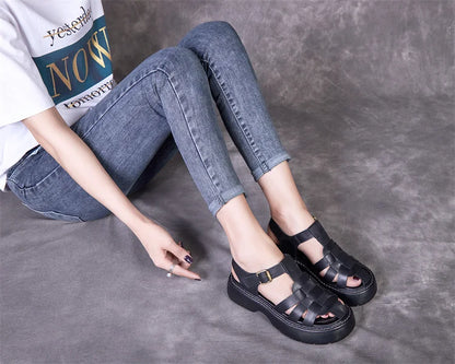 Retro Weave Leather Baotou Sandals