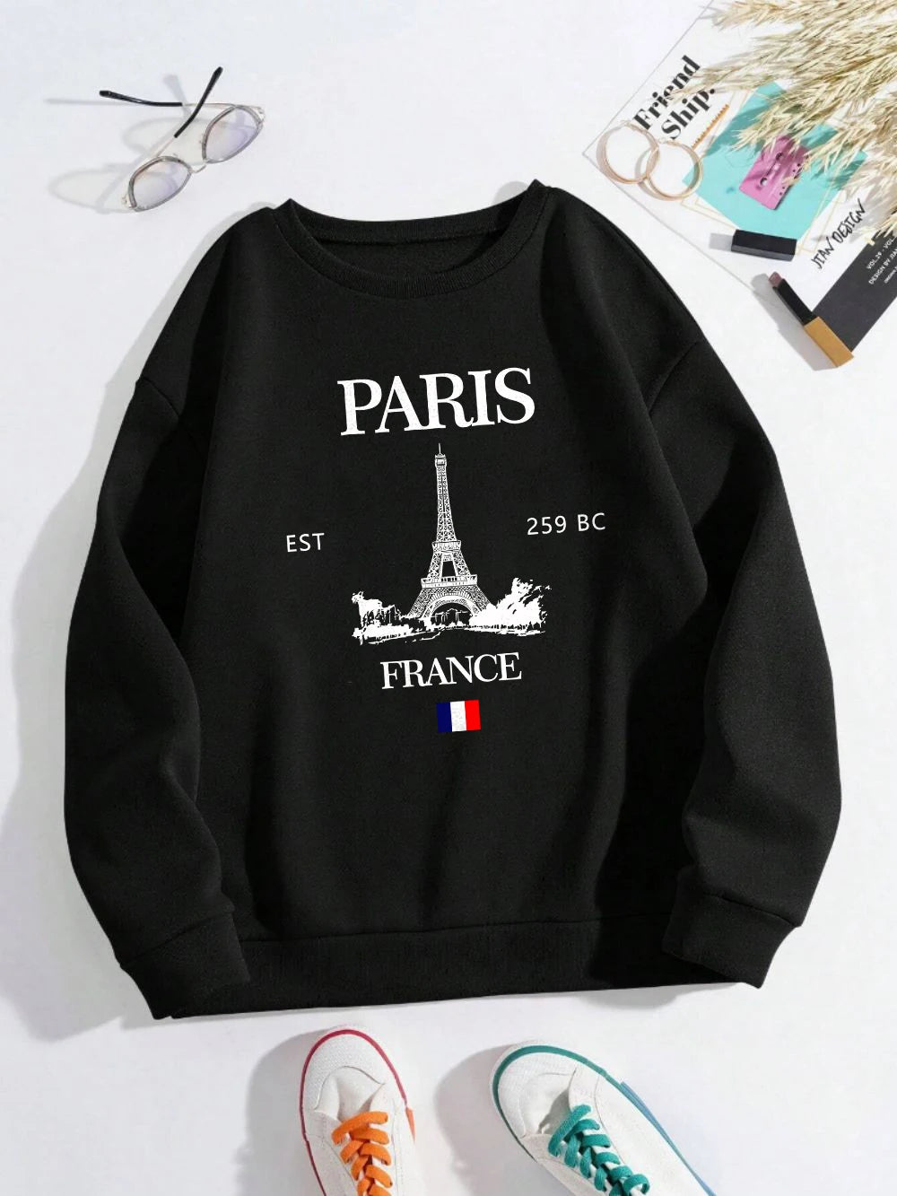 Fall Outfit Sweatshirt For Women With Paris Eiffel Tower Graphic Design