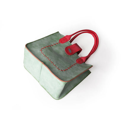 Genuine Leather Minimalist Tote With Handsewn Craftsmanship and Classic Solid Color Design
