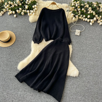 Fall Outfit Aesthetic Knit Sweater And Skirt Coord Set