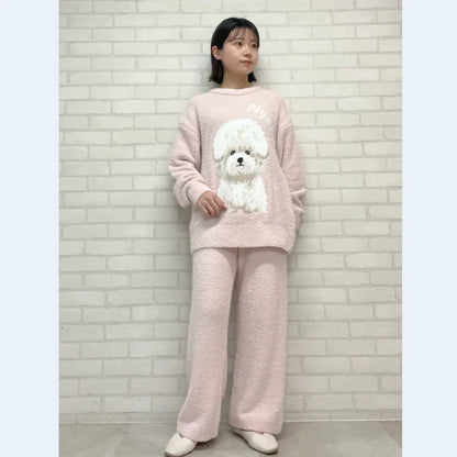 Round Neck Thick Pajama Set for Winter