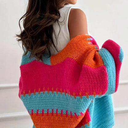 2025 Fall Outfit Inspiration Loose Knit Cardigan With Lantern Sleeve Streetwear Style