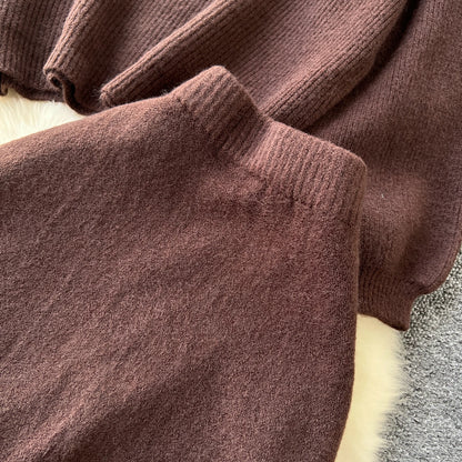 Fall Outfit Aesthetic Knit Sweater And Skirt Coord Set