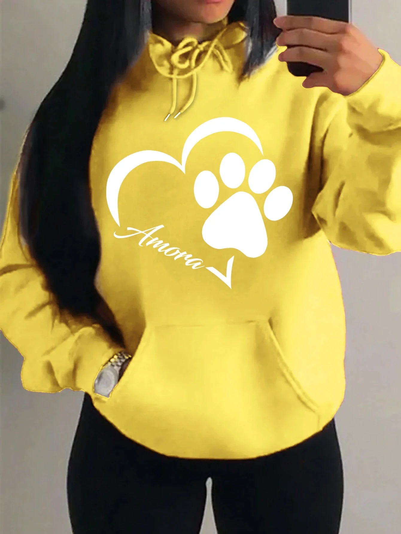 Morning Mood Cozy Cat Print Oversized Hoodie For Women Copy