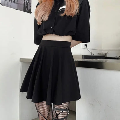 Gothic Black High Waist Mini Skirt for Summer
