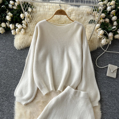 Fall Outfit Aesthetic Knit Sweater And Skirt Coord Set