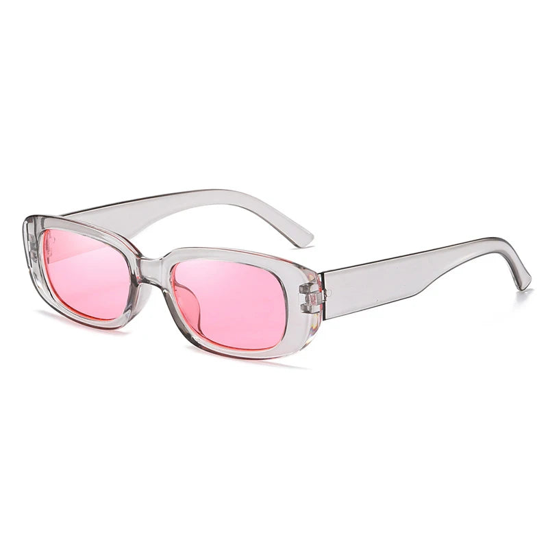 Pink Heart Jelly Square Sunglasses with UV400 Protection