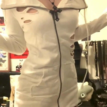 Vintage Y2K Hoodie Outfit Inspiration Slim Zip Up Autumn Top Aesthetic Korean Fashion Tee