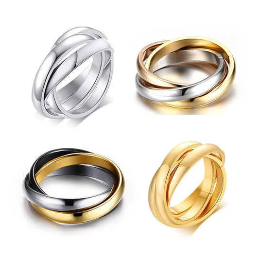 Summer Outfit Jewelry Stainless Steel Ring Set With Multi Color Shine