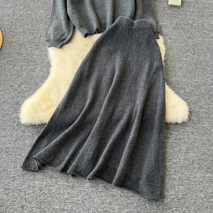 Fall Outfit Aesthetic Knit Sweater And Skirt Coord Set