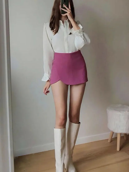 Asymmetric Culottes Mini Skirt