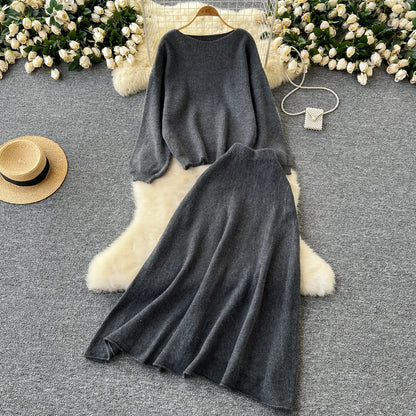 Fall Outfit Aesthetic Knit Sweater And Skirt Coord Set