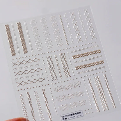 White Wave Line Nail Decals For Autumn Nails Looks And Manicure Design Ideas