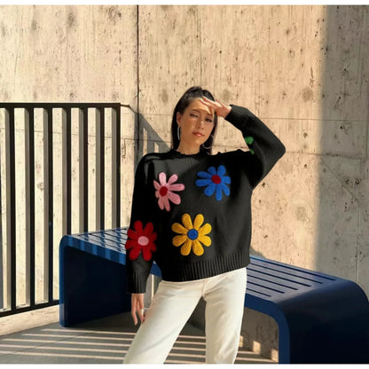 Floral Elegance Knit Sweater