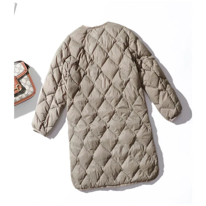 Lightweight Puffer Coat With Argyle Stitching For Autumn Outfits Warm Style