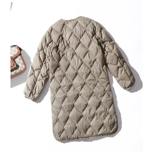 Lightweight Puffer Coat With Argyle Stitching For Autumn Outfits Warm Style