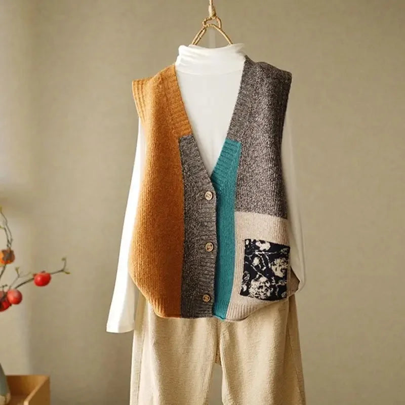 Retro Knitted Sweater Vest Outfit Inspiration Cozy Fall Winter Fashion For Women