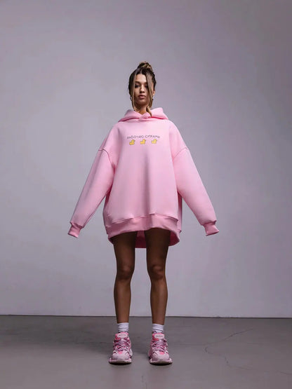 Oversized Duck Print Hoodie With Fleece For Cozy 2025 Fall Outfits Style