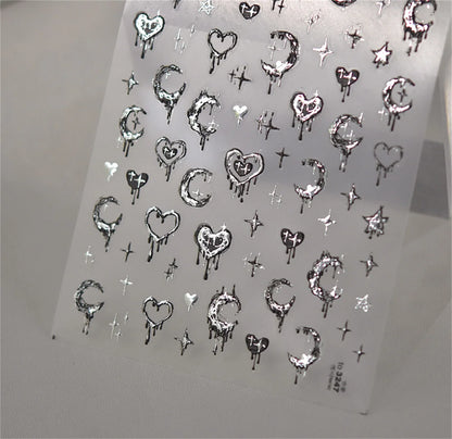 Luxury Korean Nail Decals With Silver And Gold Accents For Autumn Nails Fashion