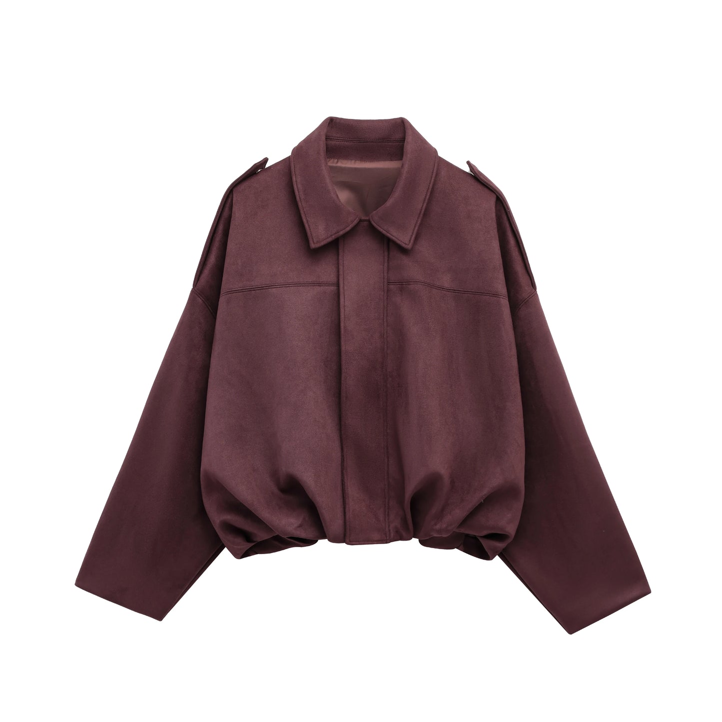 Loose Fit Suede Bomber Jacket Outfit Casual Fall Trend For Women With Lapel Zipper