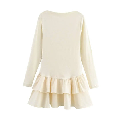 Mini Dress With Boat Neck And Elegant Fit For Spring Fashion Outfits