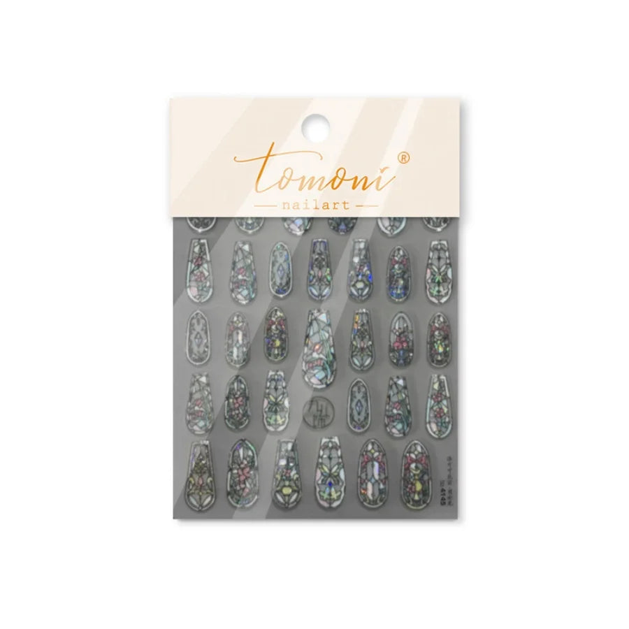 5D Stained Glass Nail Stickers For Fall Nails Inspiration And Glitter Nail Art Styling